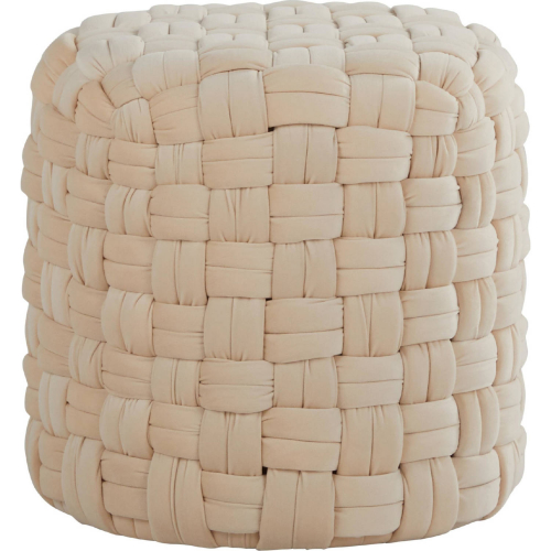 Braided Round 16" Ottoman in Cream Velvet